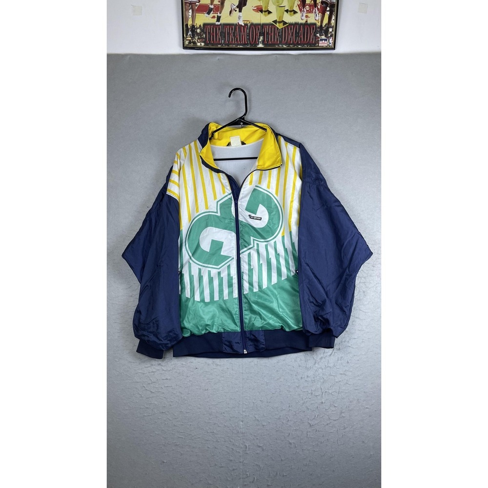 Vintage Louis Garneau Jacket Mens 2XL Multicolor Full Zip‎ Swim Windbreaker 90s